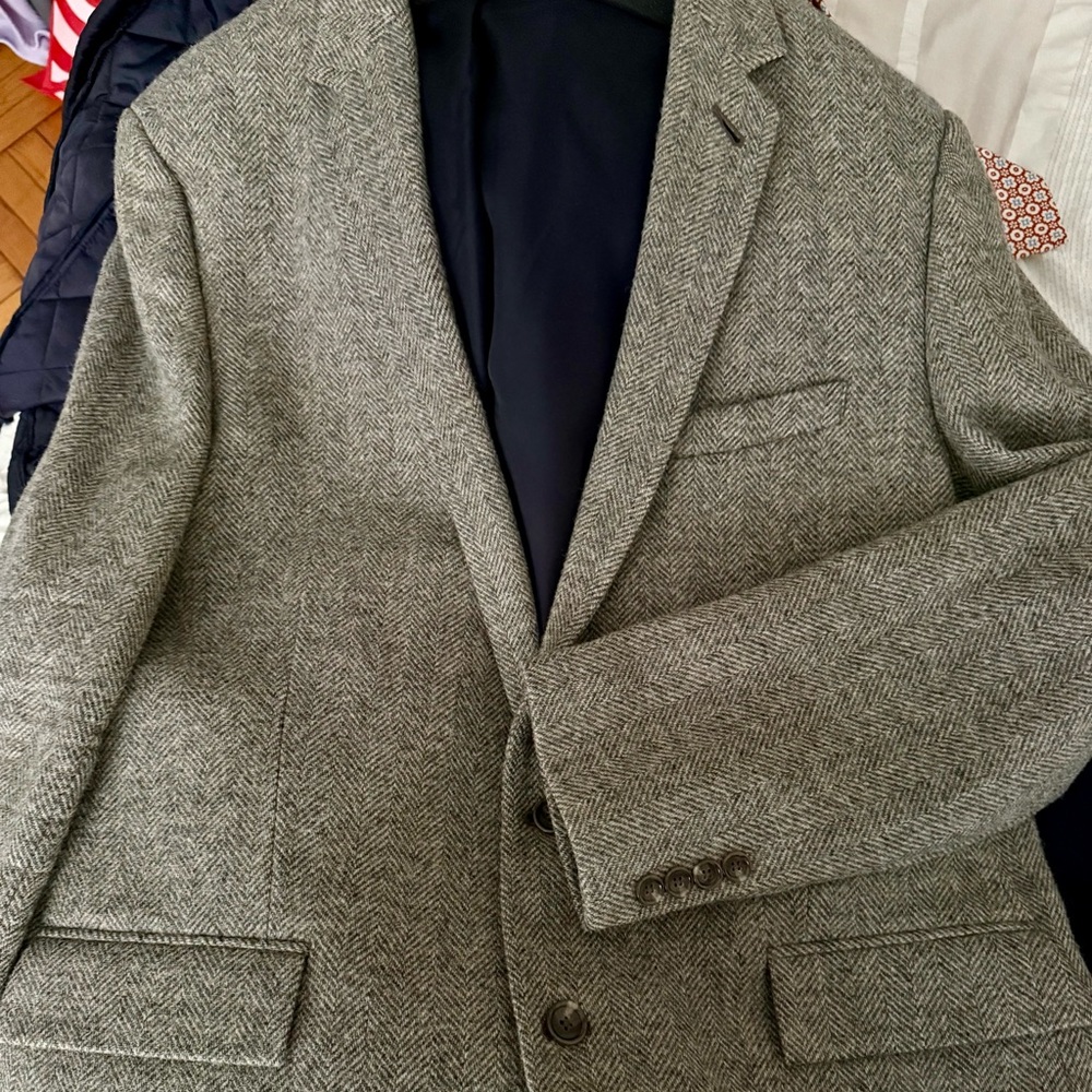 Men's Herringbone Wool Blazer - Gray